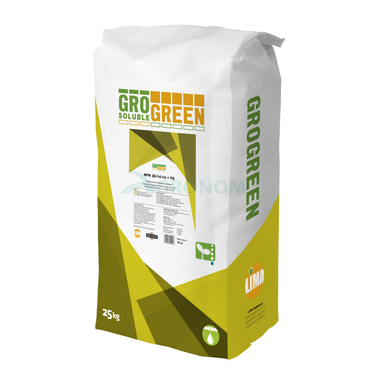 Мінеральне добриво  Гро Грін NPK 28-14-14 + ТЕ |  Gro Green 25 кг